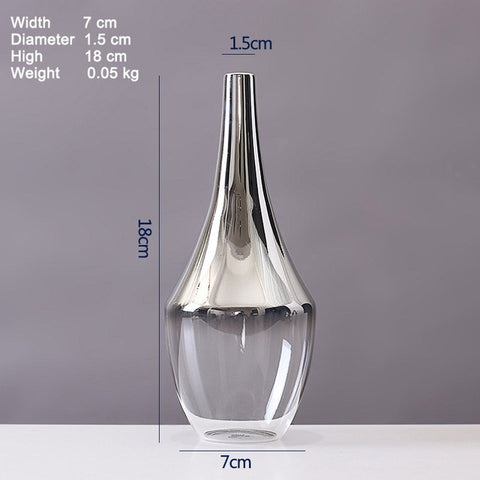 Nordic Glass Vase Silver Gradient Dried Nordic Flower Vase Decoration Home Decoration Plants Pots Furnishing Christmas Gift