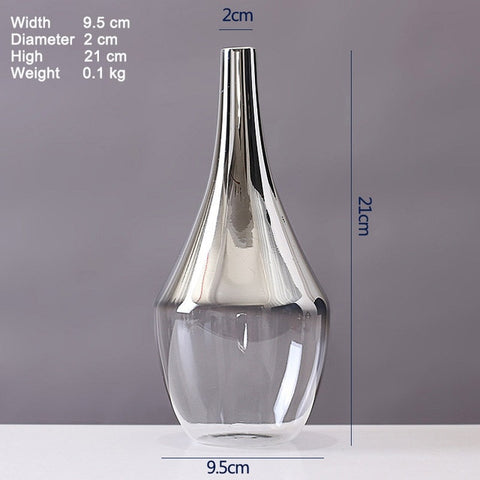 Nordic Glass Vase Silver Gradient Dried Nordic Flower Vase Decoration Home Decoration Plants Pots Furnishing Christmas Gift