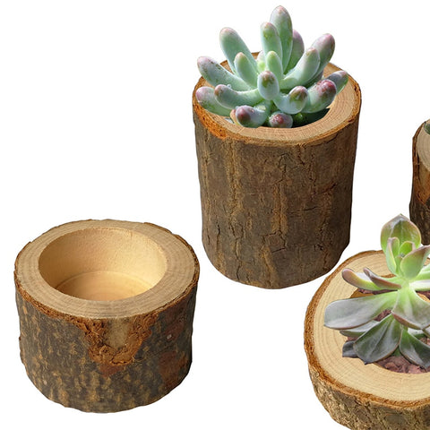 Bark Stake Candle Holder Plant Pot Handmade Wooden Ornaments Pillar Design Candlestick For Rustic Wedding Decoration