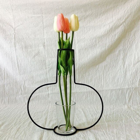 Brand New Style Retro Iron Line Flowers Vase Metal Plant Holder Modern Solid Home Decor Nordic Styles Iron Vase