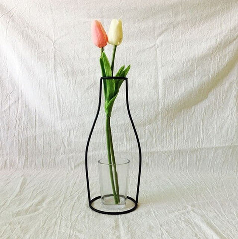 Brand New Style Retro Iron Line Flowers Vase Metal Plant Holder Modern Solid Home Decor Nordic Styles Iron Vase