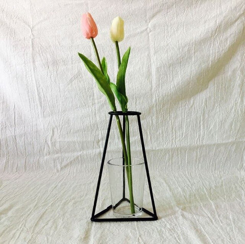 Brand New Style Retro Iron Line Flowers Vase Metal Plant Holder Modern Solid Home Decor Nordic Styles Iron Vase