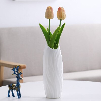 2020 Plastic Flower Vase Decoration Home White Vases Imitation Ceramic Vase Flower Pot Decoration Nordic Style Flower Basket