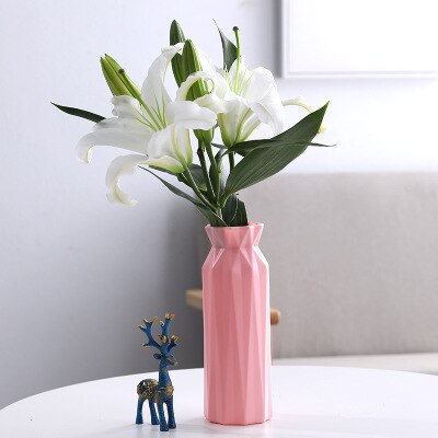 2020 Plastic Flower Vase Decoration Home White Vases Imitation Ceramic Vase Flower Pot Decoration Nordic Style Flower Basket