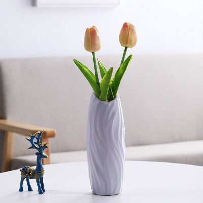 2020 Plastic Flower Vase Decoration Home White Vases Imitation Ceramic Vase Flower Pot Decoration Nordic Style Flower Basket