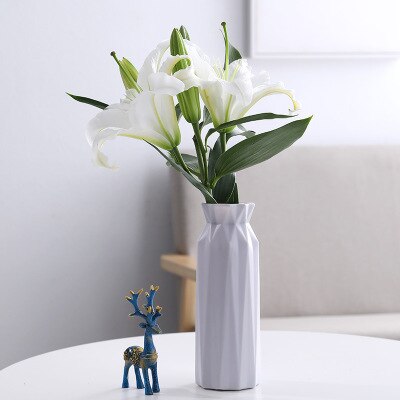 2020 Plastic Flower Vase Decoration Home White Vases Imitation Ceramic Vase Flower Pot Decoration Nordic Style Flower Basket