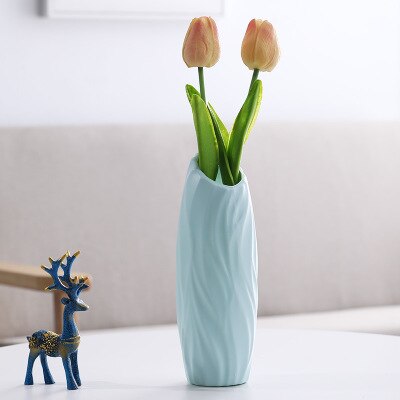 2020 Plastic Flower Vase Decoration Home White Vases Imitation Ceramic Vase Flower Pot Decoration Nordic Style Flower Basket