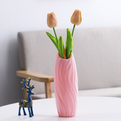 2020 Plastic Flower Vase Decoration Home White Vases Imitation Ceramic Vase Flower Pot Decoration Nordic Style Flower Basket