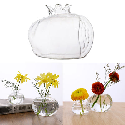 Handmade Pomegranate Clear Glass Flower Vase Transparent Glass Vase Hydroponic Pots for Wedding Party Home Table Decor