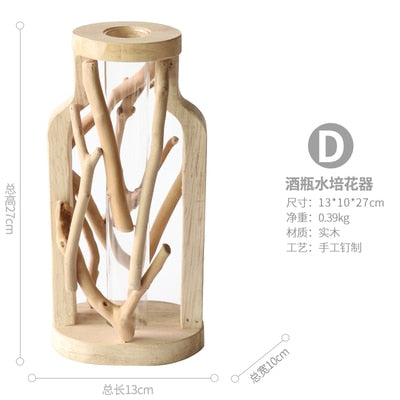 Pure Handwork Wooden Vase Decorated Solid Wood Flower Pot for Creative Home Decorative Vase WY32707