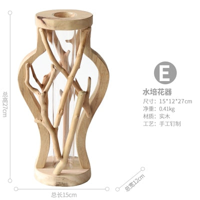 Pure Handwork Wooden Vase Decorated Solid Wood Flower Pot for Creative Home Decorative Vase WY32707