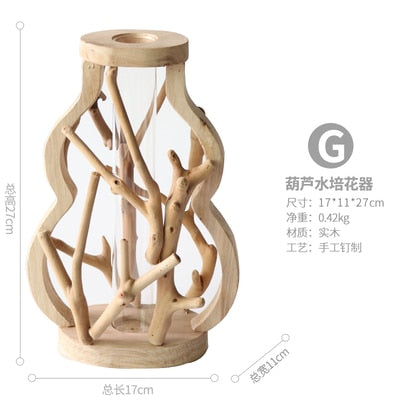 Pure Handwork Wooden Vase Decorated Solid Wood Flower Pot for Creative Home Decorative Vase WY32707