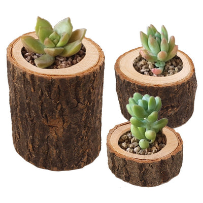 Wooden Flower Pots Balcony Plants Green Bonsai Succulent Flowerpot Vase Crafts Ornaments Creative Home Candle Holders Decoration