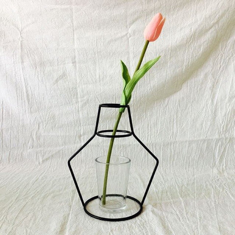 Brand New Style Retro Iron Line Flowers Vase Metal Plant Holder Modern Solid Home Decor Nordic Styles Iron Vase