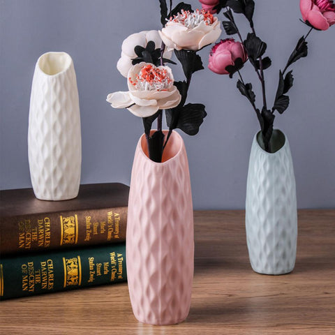 1PC Plastic Flower Vase Decoration Home Vases Imitation Ceramic Flower Pot Durable Flower Basket Nordic Style Home Decoration