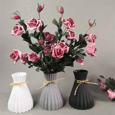 Nordic Plastic Vases Anti-ceramic Vase Imitation Rattan Unbreakable Basket Flower Pot Wedding Home Decoration Accessories Modern