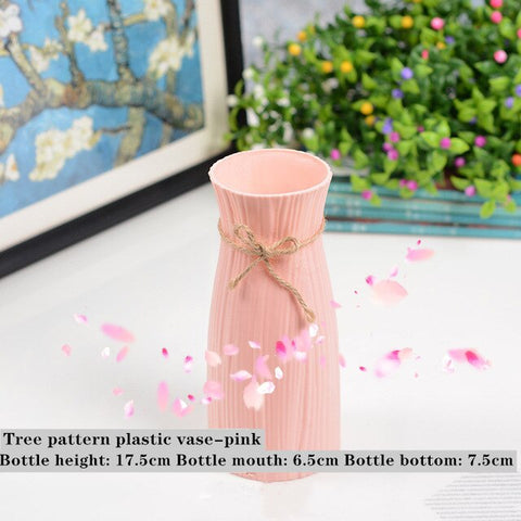 2020 Flower Vase Decoration Home Plastic Vase White Imitation Ceramic Flower Pot Flower Basket Nordic Decoration Vases