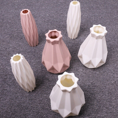 Unique Origami Shape Vase Simulation Ceramic Vase Flower Arrangement Container Creative Flower Vases Home Desktop Decor 2020