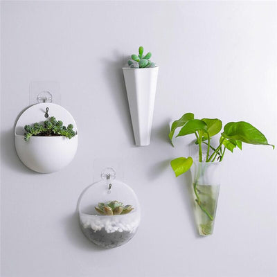 2020 New Plant Pot Wall-mounted Hydroponics Durable Wall Hanging Fish Tank Hanging Flower Pot Vase With Hook Home Decorative