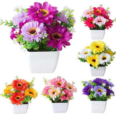 2020 Artificial Chrysanthemum Flower Gypsophila Wood Pot Bonsai Garden artificial flower Holiday Party Decoration Home Decor