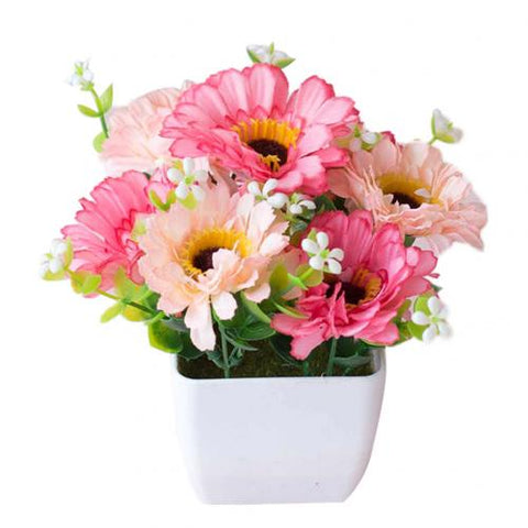 2020 Artificial Chrysanthemum Flower Gypsophila Wood Pot Bonsai Garden artificial flower Holiday Party Decoration Home Decor