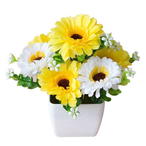 2020 Artificial Chrysanthemum Flower Gypsophila Wood Pot Bonsai Garden artificial flower Holiday Party Decoration Home Decor