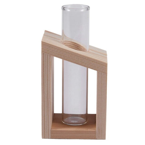 Crystal Gl Test Tube Vase in Wooden Stand Flower Pots for Hydroponic Plants Home Garden Decoration