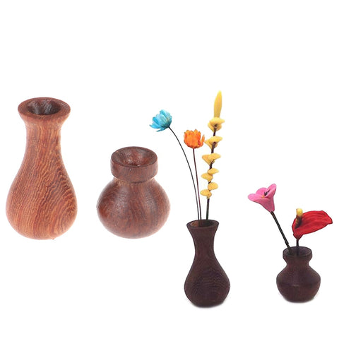 1:12 Dollhouse Miniatures Wood Vase Model Doll House Accessories Decorative Toy