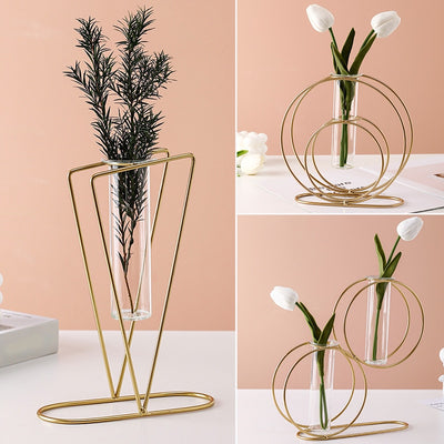 Brand New Retro Iron Line Table Flowers Vases Nordic Decoration Home Metal Plant Holder Iron Nordic Styles Vase Home Decoration