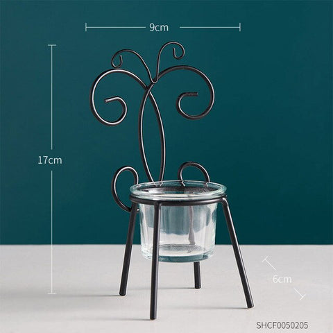 Geometric Iron Line Flowers Vase Simple Retro Metal Plant Holder Modern Solid Home Decor Nordic Styles Iron Vase potted plants