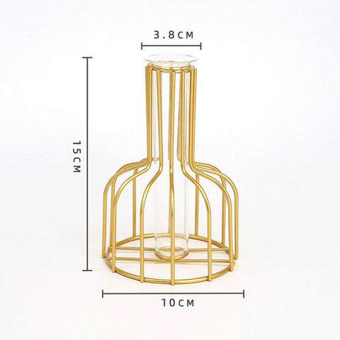 Retro Iron Line Flowers Vase Decoration Metal Plant Nordic Styles Iron Hanging Vase Creative Art Table Top Home Garden Ornament