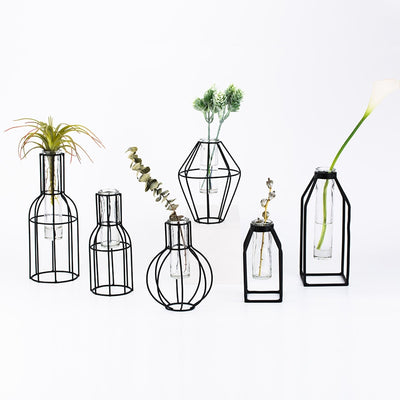 NEW Vase abstract Black lines minimalist abstract iron vase dried flower vase racks Nordic flower ornaments