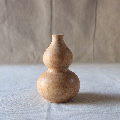 Mini size Wooden dried flower vase table small retro solid wood vase flower dinning table accessories small ornaments