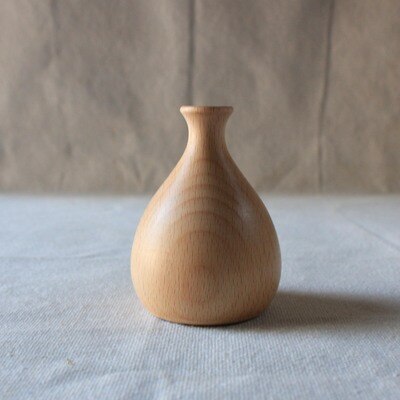 Mini size Wooden dried flower vase table small retro solid wood vase flower dinning table accessories small ornaments